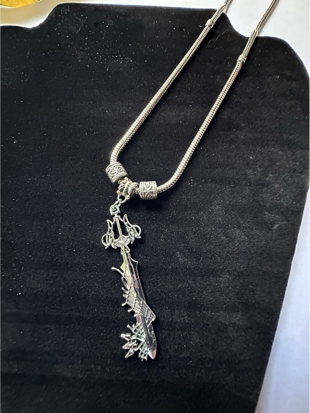 Silvertone Keyblade Pendant Necklace With Spacers Riku